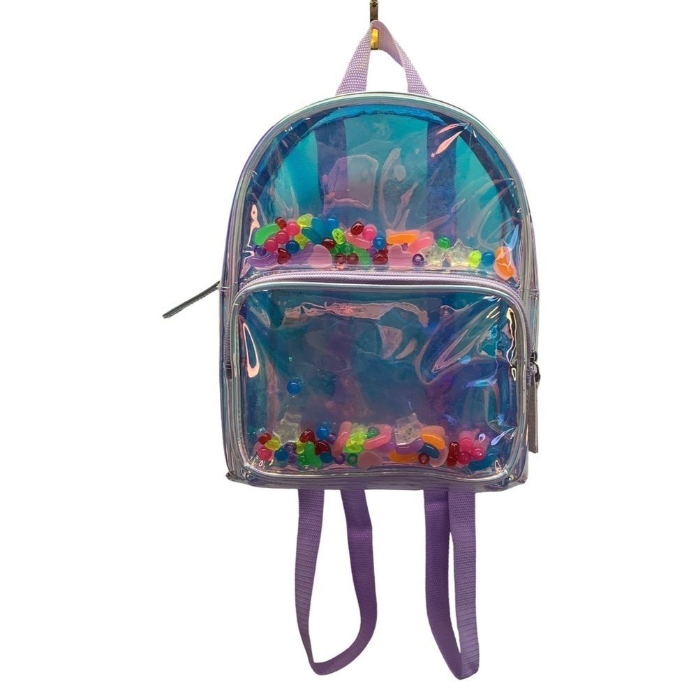Claire's Girls Holographic Glitter PVC/Vinyl Mini Backpack. Preloved